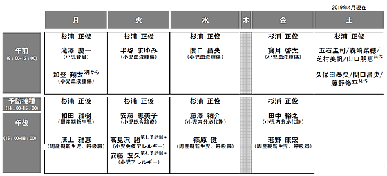 外来担当表